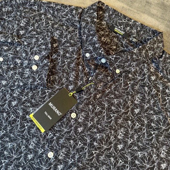 Murano Other - Murano Performance Button Up Shirt Mens 4XT Black Blue Floral Quick Dry NWT